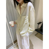 DAIIIBABYYY  -  Shirt Loose Silhouette Lazy Style Top Early Spring Simple Layered Blue Shirt for Women