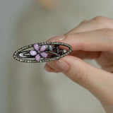 Daiiibabyyy  Elegant Rhinestone Glaze Flower Hairpin Women's Bangs Side Clip Metal Oval Geometry Duckbill Clip France Style Hair Accessories