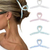 Daiiibabyyy  1PC Iridescent Ribbon - Shaped Hair Claws Set, 4 Pastel Colors, Stylish Hair Clamps for Women, Chic Updo Accessories