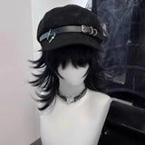 Daiiibabyyy  Subculture Cross Pendant Berets Cap Y2K Black Cotton Painter Hat Gothic Lolita Beret Hat Caps Harajuku Deco Accessories Japanese