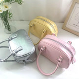 Daiiibabyyy  New PU Silver Polyester Crossbody Bag Small Square Bowling Purse Lightweight Durable Fashion Shoulder Bag for Daily Use