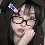 DAIIIBABYYY  -  Retro Square Frame Eyeglass Women Red Computer Reading Glasses Clear Blue Light Blocking Eyewears Vintage Decorative Goggles