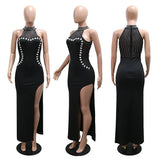DAIIIBABYYY  -  Sexy Dresses for Woman O Neck Sleeveless Diamond Side Split Ankle Length Elegant Ladies Birthday Party Dinner Vestidos Mujer New