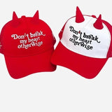 DAIIIBABYYY  -  Y2K Personality Devil Ears Embroidery Baseball Caps for Men and Women Summer Street Trend Versatile Yuppie Hip-hop Hats