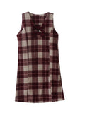 DAIIIBABYYY  -  Autumn Winter New Retro Preppy Vest Dress Christmas Style Bow Loose Medium Long Woolen Vest Skirt Women's V-neck Plaid Dress