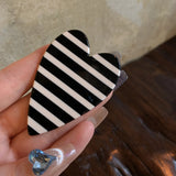 Daiiibabyyy  Blue Striped Hair Spring Clip Square Heart Acetate Hairpin Cute Black White Polka Dot Side Hair Clips Vintage Hair Accessories