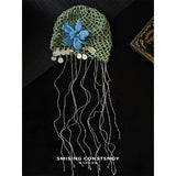 Daiiibabyyy  Unique Design Hand Crochet Hollow Beanie Women Summer Breathable Long Tassel Decor Vibe Knitted Skull Knitted Cap