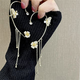 Daiiibabyyy  Fashion Butterfly Zircon Ear Cuff Color Tassel Clip Earrings for Women Korean Copper Earring Without Piercing Jewelry Gifts