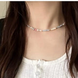 Daiiibabyyy  Fashion Natural Stone Freshwater Pearl Collar Chain Necklace for Women Elegant Stylish Handmade Beads Necklaces Jewelry Gift
