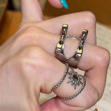 Daiiibabyyy  Silver Color Bowknot Open Ring Neutral Creative Wide Surface Tassel Stackable Ring Punk Cold Tone Street Rock Hand Jewelry Gifts