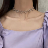 Daiiibabyyy  New Korean Butterfly Choker Necklace For Women Ladies Exquisite Love Heart Clavicle Chain Necklace Jewelry Gift