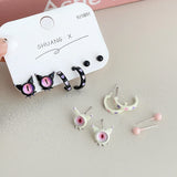 DAIIIBABYYY  -  Cute Funny Monster Eyes Stud Earrings Set Women Y2K Kpop Fashion C-Shape Earring Set Goth Jewelry brincos Accessories