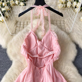 DAIIIBABYYY  -  Retro Ruffle chiffon halter off shoulder backless Dress asymmetrical Casual sweet High Waist evening Women Summer dresses