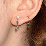 Daiiibabyyy  Mint Green Waterdrop Hoop Earrings for Women Exquisite Sweet Asymmetrical Zircon Drop Earrings Casual Versatile Jewelry Gift New