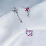 DAIIIBABYYY  -  1PC Helix Piercing Earring Ear Stack Zircon Evil Ear Piercing Heart Chain Helix Ear Stud Conch Chain Korean Style 20G Cartilage