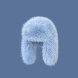 Daiiibabyyy  Lamb Fur Cap Solid Color Men Women Pilot Hat Anti-cold Warmer Faux Fur Pilot Cap Adjustable Soft Ear Protection Hat Daily