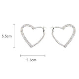 Daiiibabyyy  Y2k Accessories Shiny Peach Heart Hoop Earrings Korean Fashion Crystal Love Earrings for Women Punk Aesthetic 2000s Jewelry