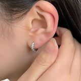 Daiiibabyyy  Silver Color Needle New Ladies Fashion High Quality Jewelry Double Row Crystal Zircon Round Silver Color Plated Hoop Earrings