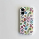 Daiiibabyyy  Whirlpool Pattern IND Soft Cute Color Rabbit Phone Case for iPhone 11 12 13 14 15 16 17 Pro Max