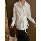 DAIIIBABYYY  -  Niche Design Sense Chinese Swashplate Buckle Irregular Thin Feeling Shirt Early Spring New Model