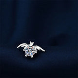 Daiiibabyyy Silver Color Imitation Moissanite Earring for Women Girl Engageme Gift Angel Wing Vintage Classic Jewelry Dropshipping
