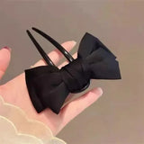 Daiiibabyyy  Black Bowknots U Shape Hair Sticks Simple Women Bun Ball Hairpins Daily Hair Braiding Barrettes Fashion Styling Hair Accessories