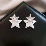Daiiibabyyy  Korean Fashion Zircon Star Earrings for Women Sweet Personalized Stud Earring High-end Luxury Designer Jewelry Wholesale