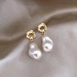Daiiibabyyy  Fashion Simple Baroque Gold Color Irregular Imitation Pearl Dangle Earrings for Women Classic Valentine's Day Daily Wear Jewelry