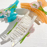 Daiiibabyyy  Hair Accessories Three-dimensional Bifacial Tulip Flower Claw Clip Romantic Atmosphere Feeling Acetate Hairpin For Women