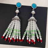 Daiiibabyyy  Crystal beaded niche light luxury temperament high-end earrings