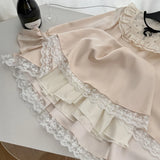 DAIIIBABYYY  -  Medieval Retro Diamond Women One-piece Glossy Beaded Stitch Bowknot Lace Trim Ruffle Mini Dress Birthday Party Clothes