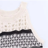 Daiiibabyyy  Women Knitted Hollow Out Mini Dresses Round Neck Sleeveless Off Shoulder Short Dress Lady Casual Summer Holiday Beach Robes