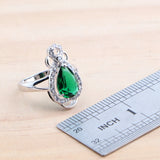 Daiiibabyyy Silver 925 Green Zircon Jewelry Sets For Women Bridal Earrings Rings Pendant Wedding Necklace Set