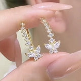 Daiiibabyyy  Exquisite Purple Zircon Butterfly Stud Earrings for Women Fashion Crystal Climb Ear Earrings Wedding Aesthetic Jewelry Gifts