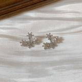 Daiiibabyyy  Niche Snowflake Geometric Two-wear Style Ear Studs For Women Christmas Cool Fashion Jewelry Creative Gifts