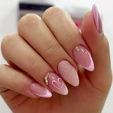 Daiiibabyyy  24Pcs Short Almond Fake Nail Leopard Print Edge French Design Full Cover Nails Tips Star Pattern Detachable Press on False Nails