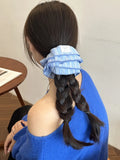 Daiiibabyyy  Korean version of premium striped hair band 4-layer striped large intestine ring hairrope headrope ball head hairaccessories
