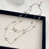 Daiiibabyyy  Minimalist Silver Color Matte Snake Bone Chain Necklace for Women Fashion Adjustable Long Sweater Chain Luxury Neck Jewelry