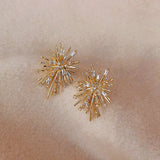 Daiiibabyyy  Sparking Snowflake Earrings for Women Shiny Cubic Zirconia Imitation Firework Exquisite Earring Christmas New Year Party Jewelry