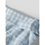 DAIIIBABYYY  -  Blue Women's Shirts Slash Neck Off Shoulder Plaid Hot Girls Camisole Slim Fit Casual Sexy Short Blouses Trendy Female Crop Tops