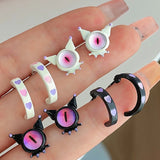 DAIIIBABYYY  -  Cute Funny Monster Eyes Stud Earrings Set Women Y2K Kpop Fashion C-Shape Earring Set Goth Jewelry brincos Accessories