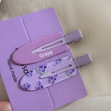 DAIIIBABYYY  -  2pcs Fruit Juice Series Hairpin Cute Grape Watermelon Makeup Clips Traceless Hair Clips Hair Accessories Glitterpink Bangs Clips