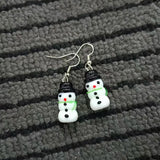 Daiiibabyyy  Winter 3D Ceramic Snowman Pendant Earrings Christmas Cute Fashion Jewelry Women and Girls Niche Gifts Earrings