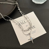 Daiiibabyyy  Shiny Star Chain Necklace Y2k Inlaid Rhinestone Multi-layer Necklaces Girls Women Fashion Party Banquet Jewelry Gifts
