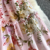 Daiiibabyyy  Vintage New Printing Slip Dress for Women Fashion A-Line Ruffled Robe Femme Sweet Backless Korean Dresses Vestidos De Mujer