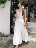 Daiiibabyyy  Sweet Summer Flower Embroidery Dresses Women's Clothing Temperament Robe Femme Tunic Pleated Maxi Dress Vestidos De Mujer