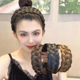 Daiiibabyyy New Fashion Wigs Broadside Hair Band Korean Versio Women's High Head Braided Headband Hair Accessories