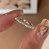 Daiiibabyyy  Vintage Luxury Inlay Crystal Finger Ring for Women Girl Minimalism Round Texture Zircon Light Luxury Design Fashion Jewelry Gift