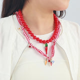 DAIIIBABYYY  -  Fashion Sweet Multi-layer Retro Beaded Necklace Pepper Carrot Strawberry Apple Handmade Choker Necklace