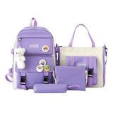 Daiiibabyyy  4Pcs/Set Large Capacity 4 in 1 Backpack Breathable Casual School Bag Multifunction School Rucksack College Backpack Teenage